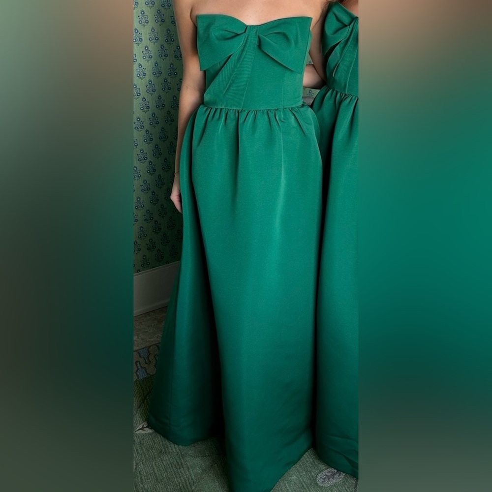 Amsale Strapless Green Maxi Dress